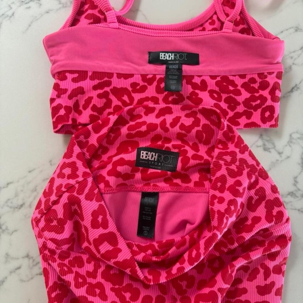 Beach Riot Ayla Legging & Eva Top Ribbed Workout SET - Love Leopard - Size XS/S - Picture 4 of 4